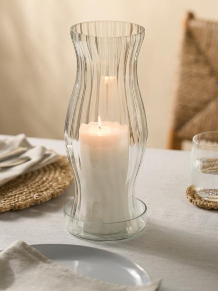 The White Company Optic Glass Hurricane Lantern - view 2, Clear
