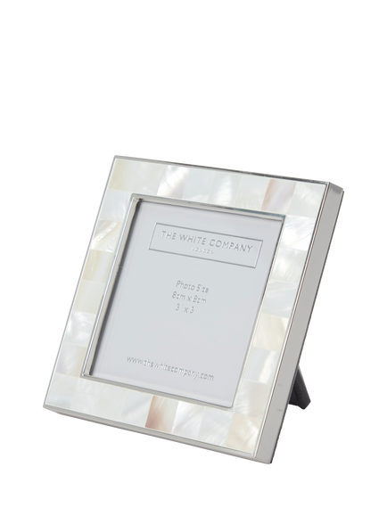 The White Company Mother of Pearl Photo Frame, 3 x 3" (8 x 8cm), White, White