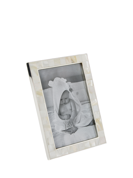 The White Company Mother of Pearl Photo Frame, 4 x 6" (10 x 15cm), White, White