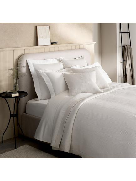 The White Company Belgravia Silk Border Quilt, Cloud - view 2, Cloud