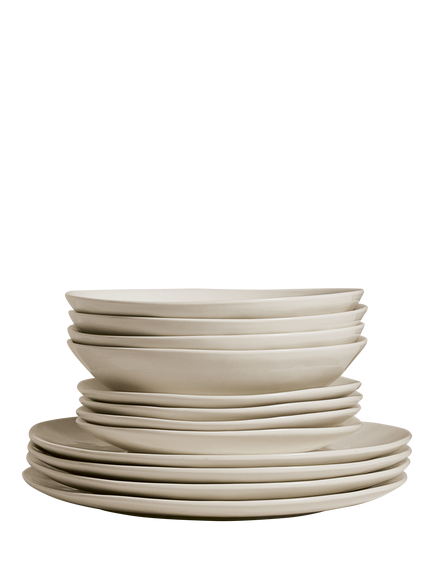The White Company Burnham Porcelain Dinnerware Set, 12 Piece, White, White