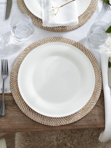 The White Company Symons Bone China Dinner Plate, 28cm, White - view 2, White