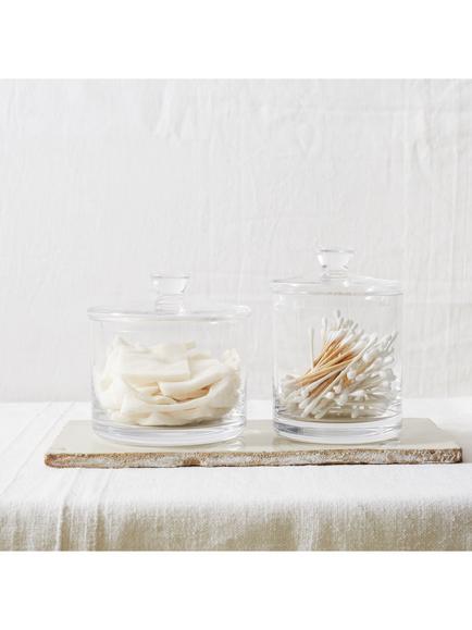 The White Company Wide Glass Storage Jar, 12cm, Clear - view 2, Clear