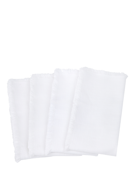 The White Company Camber Soft Wash Cotton Napkins, Set of 4, White, White