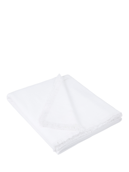 The White Company Camber Soft Wash Cotton Tablecloth, 230 x 140cm, White, White