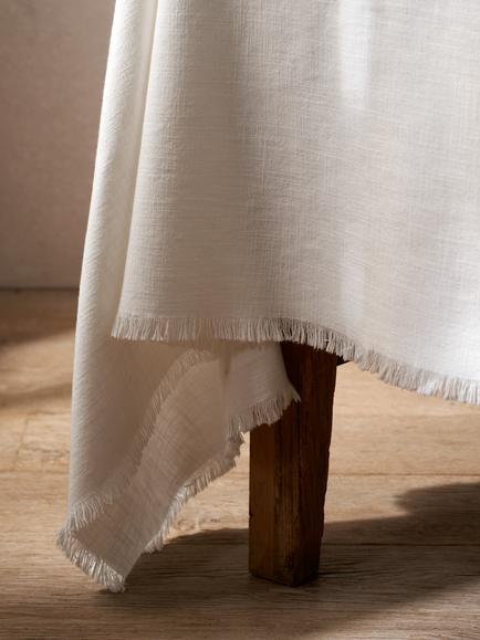 The White Company Camber Soft Wash Cotton Tablecloth, 230 x 140cm, White - view 2, White