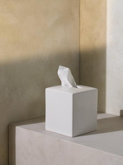 The White Company Morston Tissue Box Cover, White - view 2, White