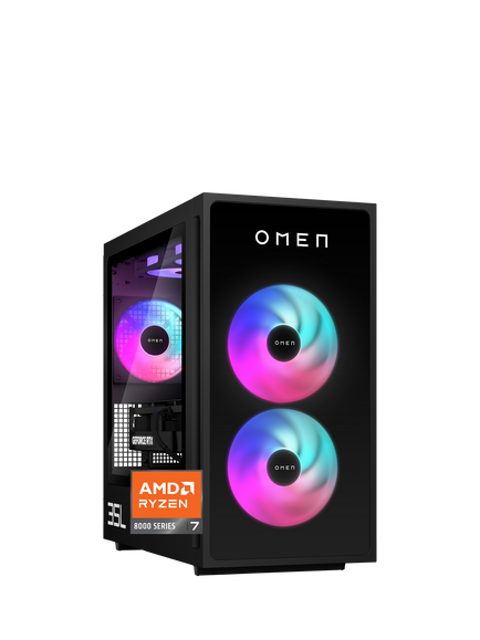 HP OMEN 35L GT16-0105na Desktop Gaming PC, AMD Ryzen 7 Processor, 16GB RAM, 1TB SSD, RTX 5060 Ti, Mica Silver, Mica Silver