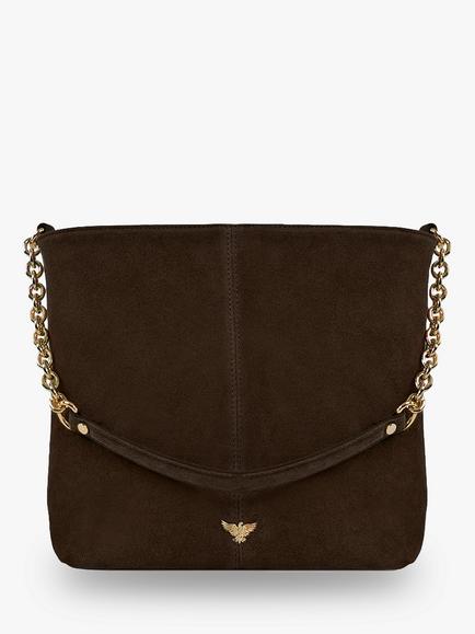 Apatchy London Izzie Suede Bag, Chocolate