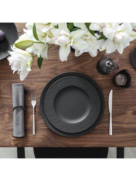 Villeroy & Boch Manufacture Rock Porcelain Dinner Plate, Set of 2, 27cm, Black - view 2, Black
