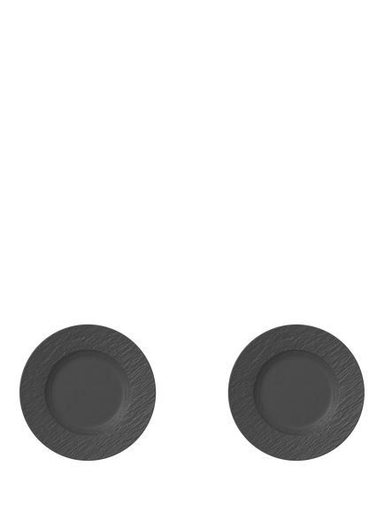 Villeroy & Boch Manufacture Rock Porcelain Salad Plate, Set of 2, 22cm, Black, Black