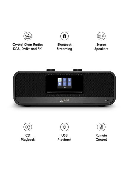 Roberts Revere 300 Sound System DAB+/FM & CD Bluetooth Stereo All-In-One Music System with Remote Control, Black - view 2, Black
