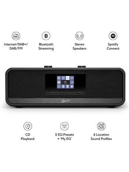 Roberts Revere 500 Sound System DAB+/FM/Internet Radio & CD Bluetooth Wi-Fi Stereo All-In-One Music System with Remote Control, Black - view 2, Black
