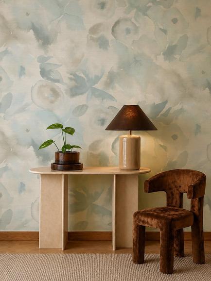 Harlequin Flores Wallpaper - view 2, Powder/Sky/Parchmnt