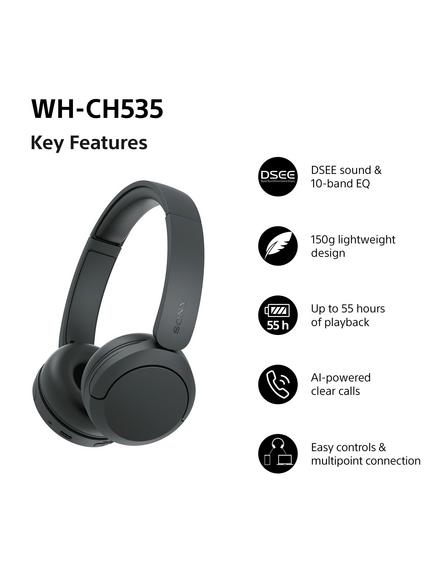 Sony WH-CH535 Bluetooth Wireless On-Ear Headphones with Mic/Remote - view 2, Black