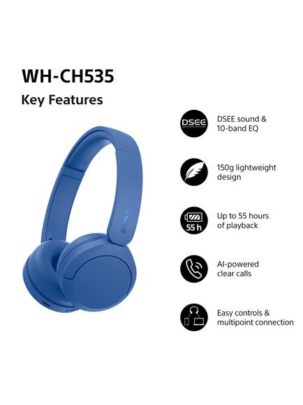 Sony WH-CH535 Bluetooth Wireless On-Ear Headphones with Mic/Remote - view 2, Blue