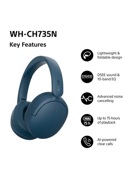Sony WH-CH735N Noise Cancelling Bluetooth Wireless On-Ear Headphones with Mic/Remote - view 2, Blue