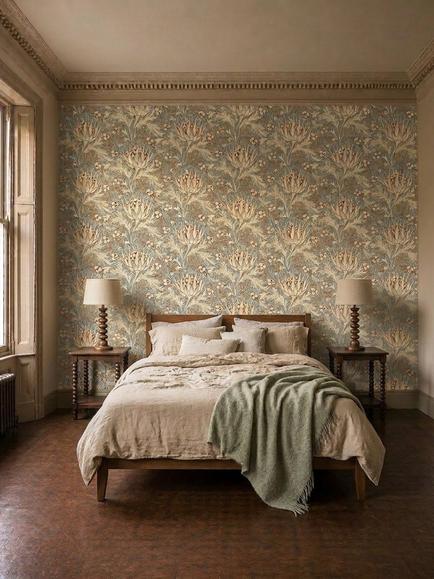 Morris & Co. Artichoke Wallpaper - view 2, Teal/Sage