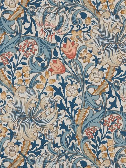 Morris & Co. Golden Lily Wallpaper, Blue