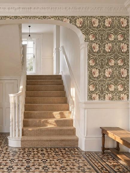 Morris & Co. Pimpernel Wallpaper - view 2, Walnut/Sage