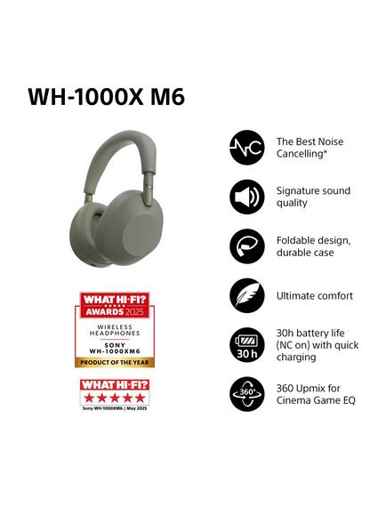 Sony WH-1000XM6 Noise Cancelling Wireless Bluetooth High Resolution Audio Over-Ear Headphones with Mic/Remote, Olive Green - view 2, Olive Green
