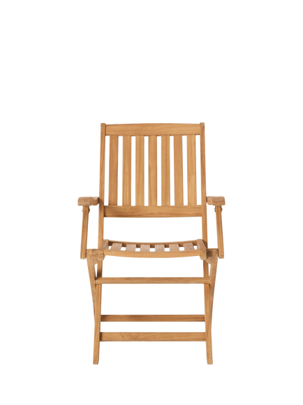 John Lewis OUTLET Classic Teak Wood Folding Garden Dining Armchairs, Set of 2, Like New, Natural, Teak