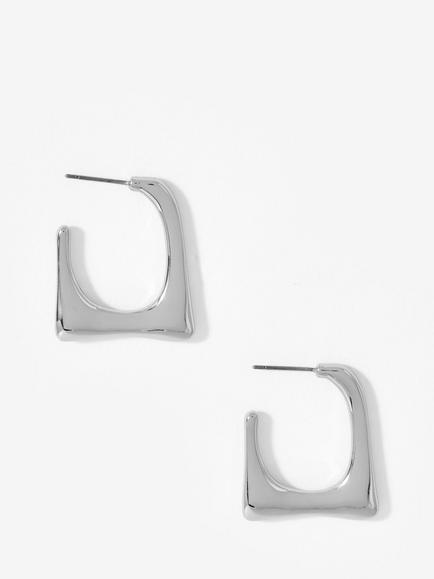 Mint Velvet Square Hoop Earrings, Silver
