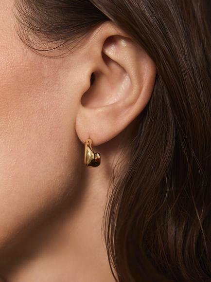 Mint Velvet Mini Wave Mini Hoop Earrings - view 2, Gold