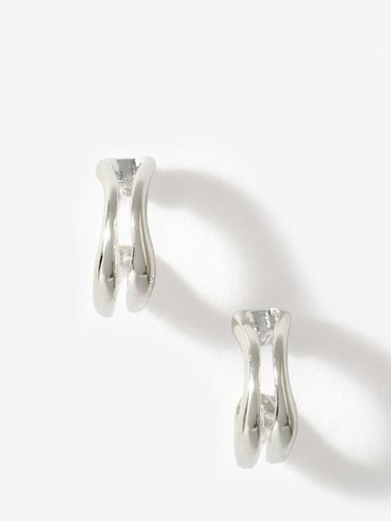 Mint Velvet Double Wave Hoop Earrings, Silver, Silver