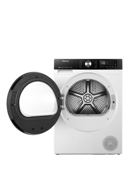 Hisense 3S Series DH3S902BWCC Freestanding Heat Pump Tumble Dryer, 9kg Load, White - view 2, White