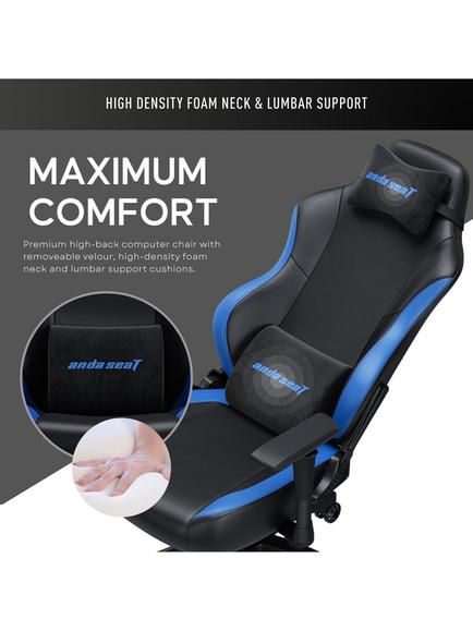 anda seaT Luna PVC Premium Office & Gaming Chair, Large, Black/Blue - view 2, Black/Blue