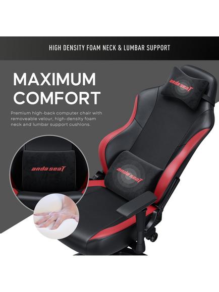 anda seaT Luna PVC Premium Office & Gaming Chair, Large, Black/Red - view 2, Black/Red