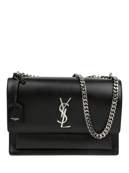 Pre-loved SAINT LAURENT Sunset Leather Shoulder Bag, Black, Black