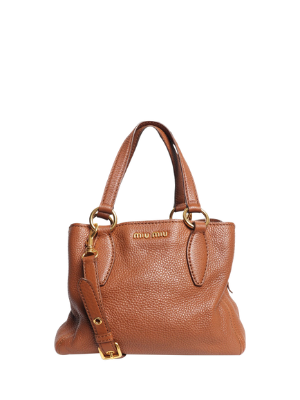 Pre-loved Miu Miu Leather 2way Bag, Brown, Brown