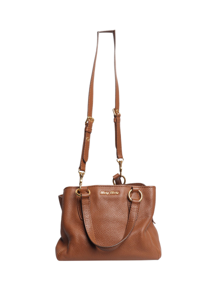 Pre-loved Miu Miu Leather 2way Bag, Brown - view 2, Brown