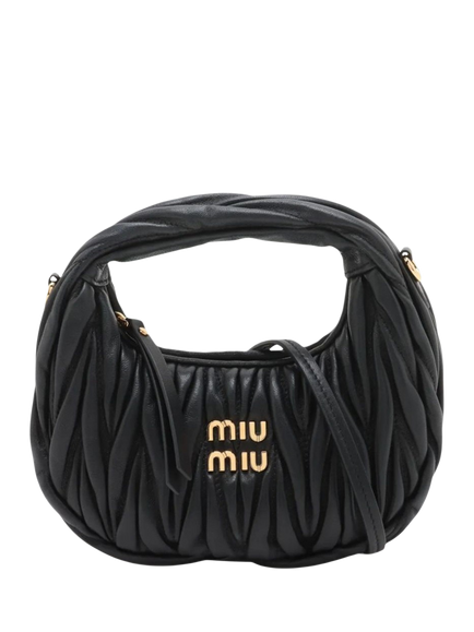 Pre-loved Miu Miu Matelassé Leather 2way Bag, Black, Black