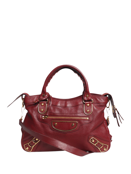Pre-loved Balenciaga City  Leather Shoulder Bag, Burgundy, Burgundy