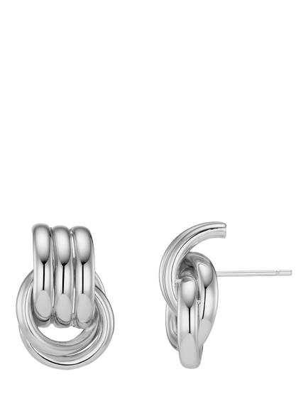 Orelia Waterproof LUXE Mini Interlocking Stud Earrings, Silver, Silver