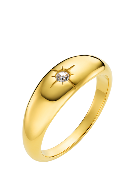 Orelia Waterproof LUXE Starburst Domed Ring, Gold, Gold