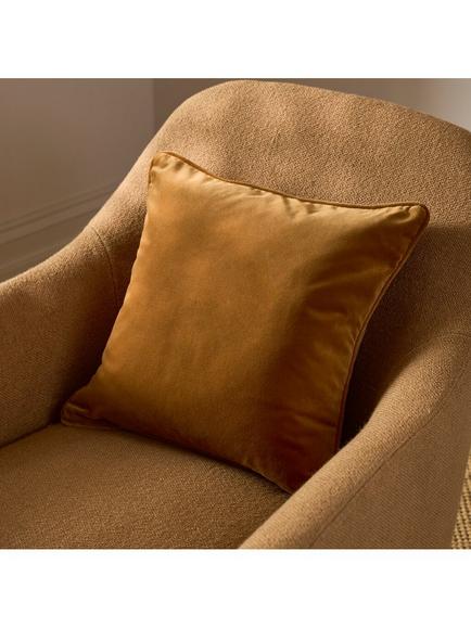 Neptune Cotton Velvet Cushion - view 2, Mustard