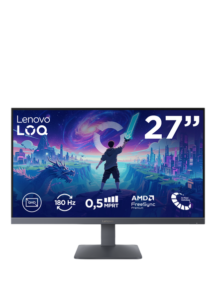 Lenovo LOQ 27Q-10 HDR Quad HD Gaming Monitor, 27", Lunar Grey, Lunar Grey