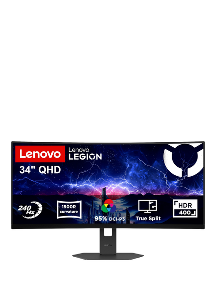 Lenovo Legion 34W-2C HDR Ultra Wide Quad HD Curved Gaming Monitor, 34”, Eclipse Black, Eclipse Black