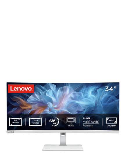 Lenovo Legion 34W-4C HDR Ultra Wide Quad HD Curved Gaming Monitor, 34”, Cloud Grey, Cloud Grey