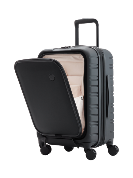 Nere Stori Front Open 55cm Expandable 4-Wheel Cabin Suitcase, 33/41L, Black - view 2, Black