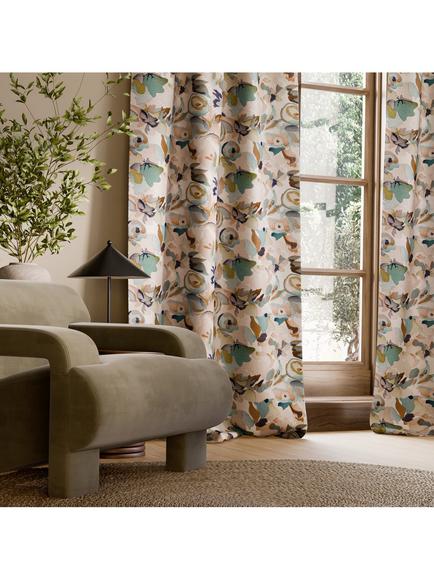 Harlequin Signature Flores Embroidery Furnishing Fabric - view 2, Rust/Burgundy/Forest