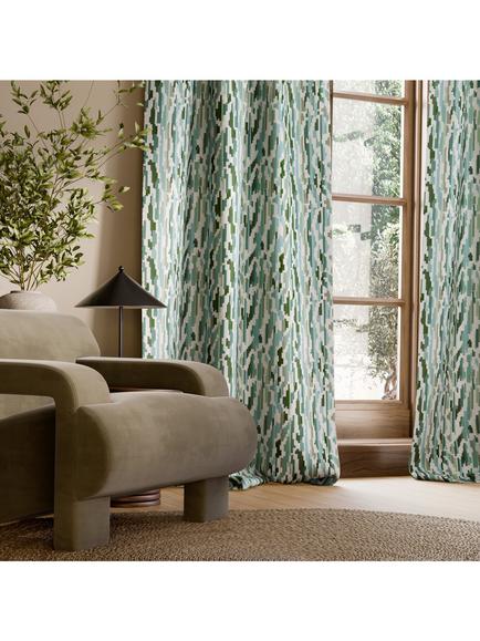 Harlequin Signature Nuru Embroidery Furnishing Fabric - view 2, Aloe/Powder/Forest