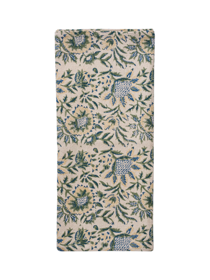 Neptune Sylvie Thistle Cotton Rich Table Runner, 350cm, Blue/Green, Blue/Green