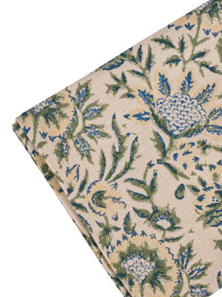 Neptune Sylvie Thistle Cotton Rich Table Runner, 350cm, Blue/Green - view 2, Blue/Green
