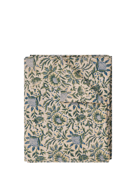 Neptune Sylvie Thistle Cotton Rich Tablecloth, 350 x175cm, Blue/Green, Blue/Green
