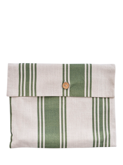 Neptune Cora Stripe Cotton Rich Napkins, Set of 4, Natural/Green - view 2, Natural/Green